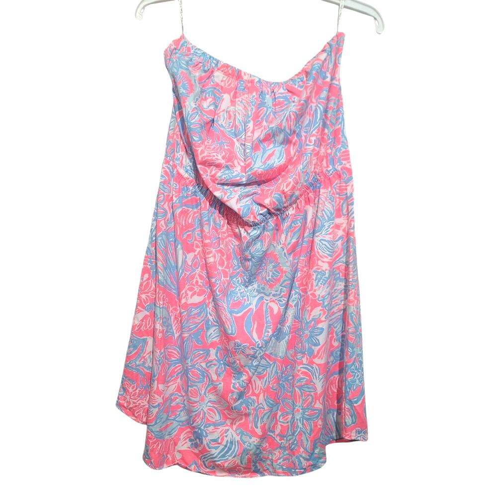 Lilly Pulitzer Windsor Strapless Dress XL Pink Blue